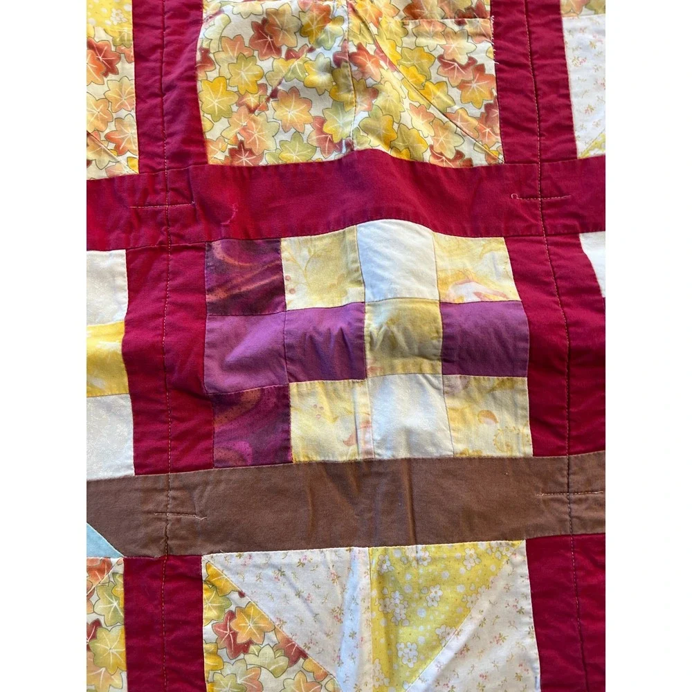 Handmade Patchwork Quilt Crib‎ Kids Small Multicolor Floral Cottagecore Blanket